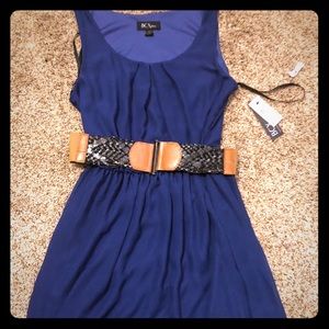 Navy blue dress with belt